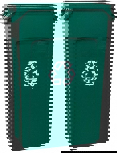 Slim Jim Plastic Recycling Container with Venting Channels, 23 gal, Plastic, Green